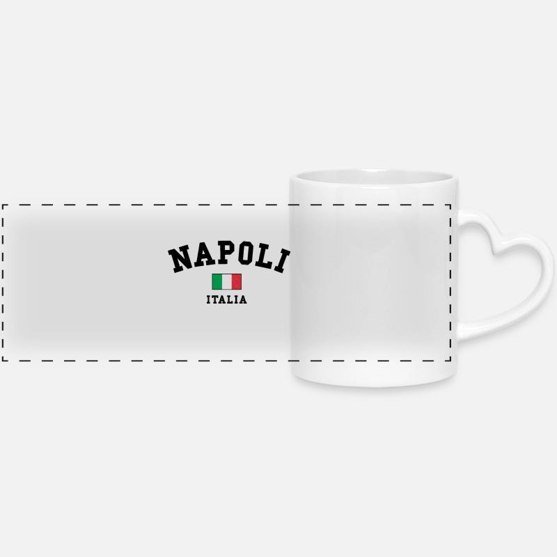 Naples Italie Drapeau Art minimal - Mug panoramique avec anse en forme de cœur - blanc