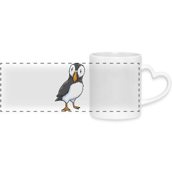 Papageitaucher Puffin - Panoramatasse mit Herzhenkel - Weiß - Vorne