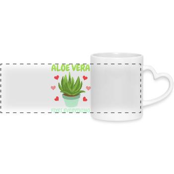 Aloe Vera Succulents - Panoramic mug with heart handle - white - Front
