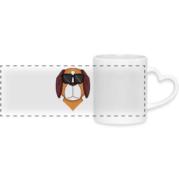 St. Bernard dog dog - Panoramic mug with heart handle - white - Front