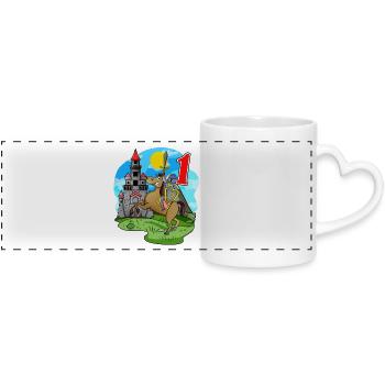 Ritter 1. Geburtstag 1 Jahre Junge Geschenk - Panoramatasse mit Herzhenkel - Weiß - Vorne