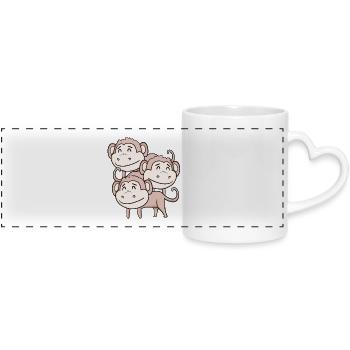 Singes mignons - Singe - Mug panoramique avec anse en forme de cœur - blanc - Devant