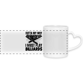 Funny billiard player - Panoramic mug with heart handle - white - Front