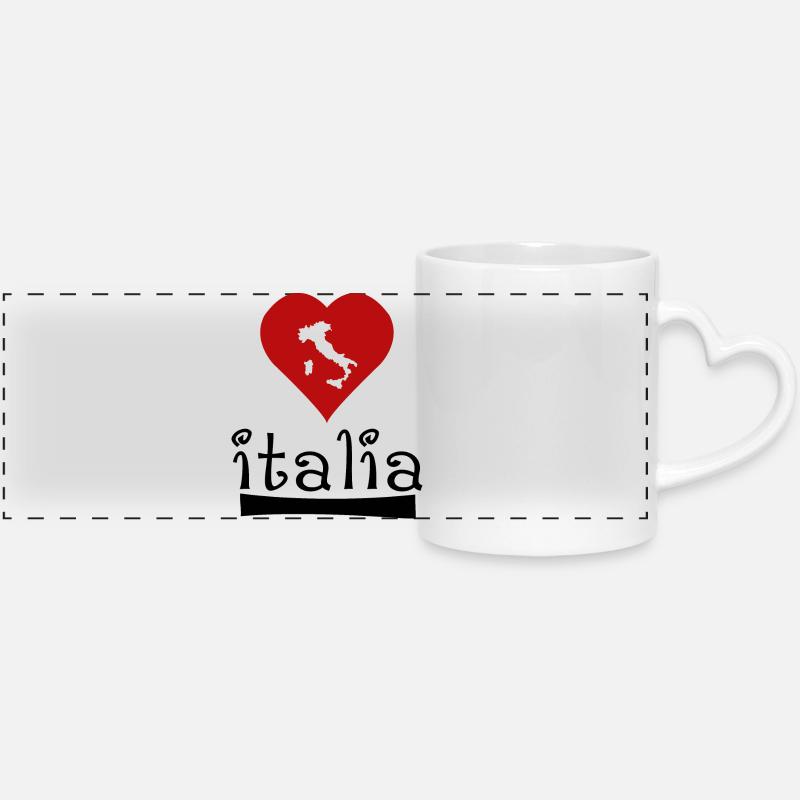 Italia - Panoramic mug with heart handle - white