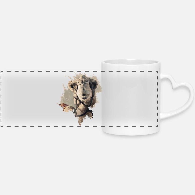 Chameau - Mug panoramique avec anse en forme de cœur - blanc