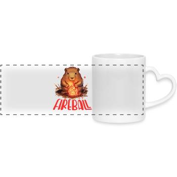 Capybara Mage – Conception de RPG boule de feu - Mug panoramique avec anse en forme de cœur - blanc - Devant