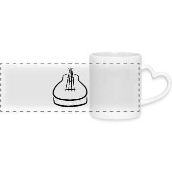 Croquis ukulélé - Mug panoramique avec anse en forme de cœur - blanc - Devant
