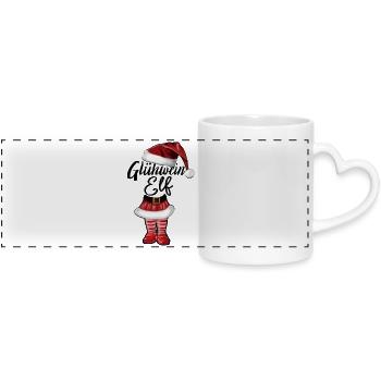 Christmas Mulled Wine Elf - Panoramic mug with heart handle - white - Front