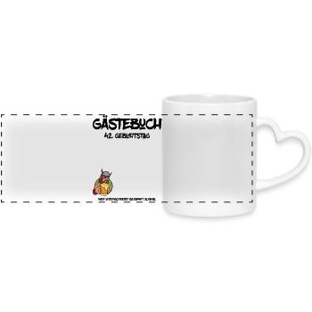 42. Geburtstag | Gästebuch Design - Panoramatasse mit Herzhenkel - Weiß - Vorne