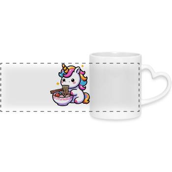Japonais Kawaii Licorne Ramen Cuisine Asiatique - Mug panoramique avec anse en forme de cœur - blanc - Devant