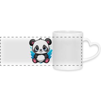 Panda Bär - Panoramatasse mit Herzhenkel - Weiß - Vorne