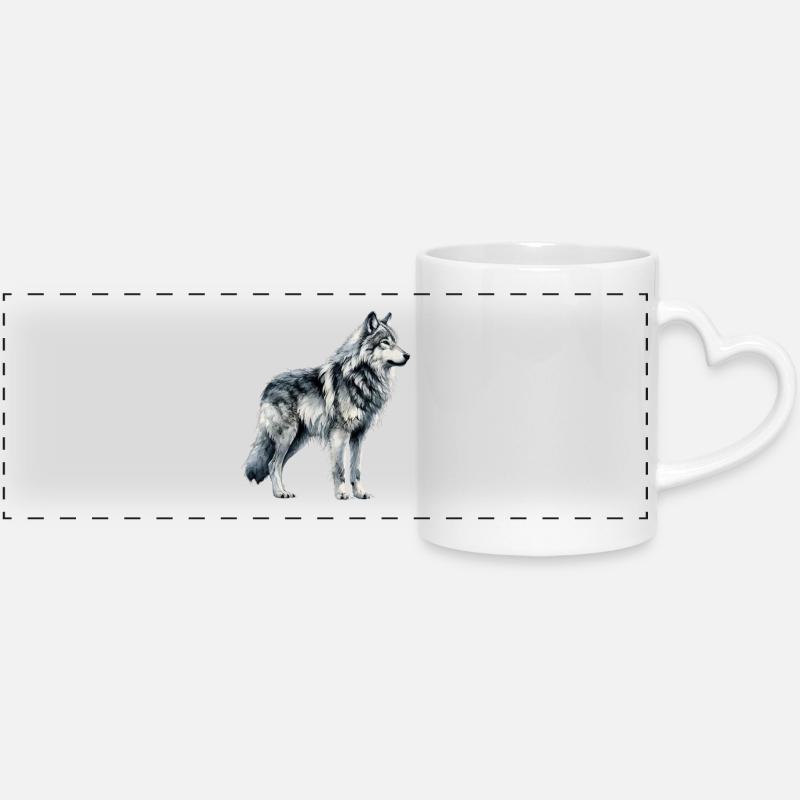 Wolf design Wolf Lover Majestic Wolf - Panoramakrus med hjertehank - hvid