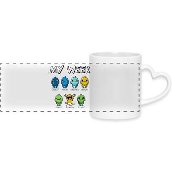 My Week Funny Days of the Week Cartoon Art Design - Panoramic mug with heart handle - white - Front