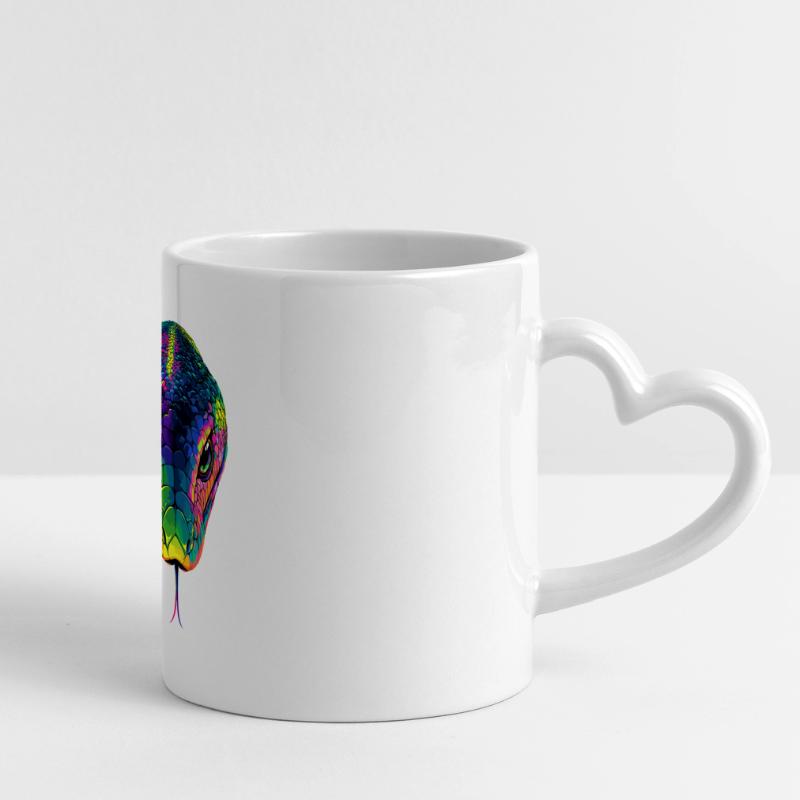 Serpent Python Cobra Mamba Serpent à sonnettes Serpent Mug panoramique avec anse en forme de cœur