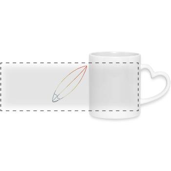 Surfboard - Panoramic mug with heart handle - white - Front