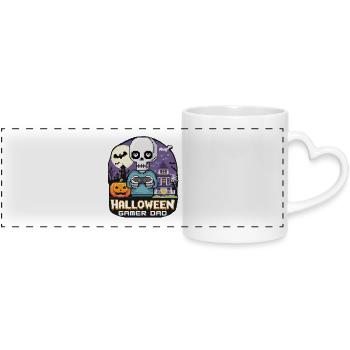 Pixel Halloween Gamer Dad - Panoramic mug with heart handle - white - Front