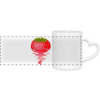 Sunset Strawberry - Panoramatasse mit Herzhenkel - Weiß - Vorne