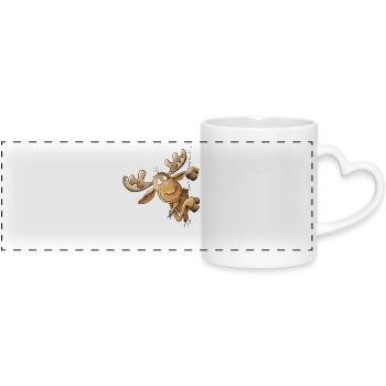 Droll Moose Animal Motif Scandinavia Moose - Panoramic mug with heart handle - white - Front