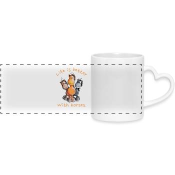 Life IS Better With Horses Pferde Cartoon - Panoramic mug with heart handle - white - Front