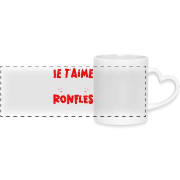Saint Valentin 2026 Homme Femme Couple Ronfle - Mug panoramique avec anse en forme de cœur - blanc - Devant
