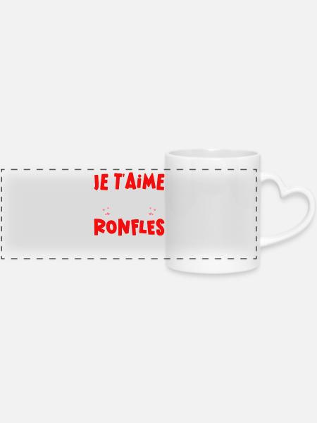 Saint Valentin 2026 Homme Femme Couple Ronfle - Mug panoramique avec anse en forme de cœur - blanc