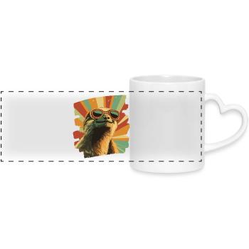 Faultier Retro - Panoramatasse mit Herzhenkel - Weiß - Vorne
