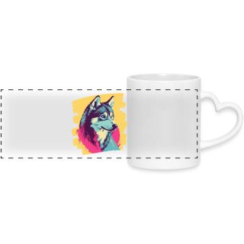 Husky - Panoramic mug with heart handle - white - Front