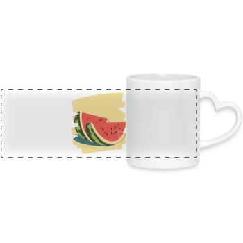 Watermelon - Panoramic mug with heart handle - white - Front