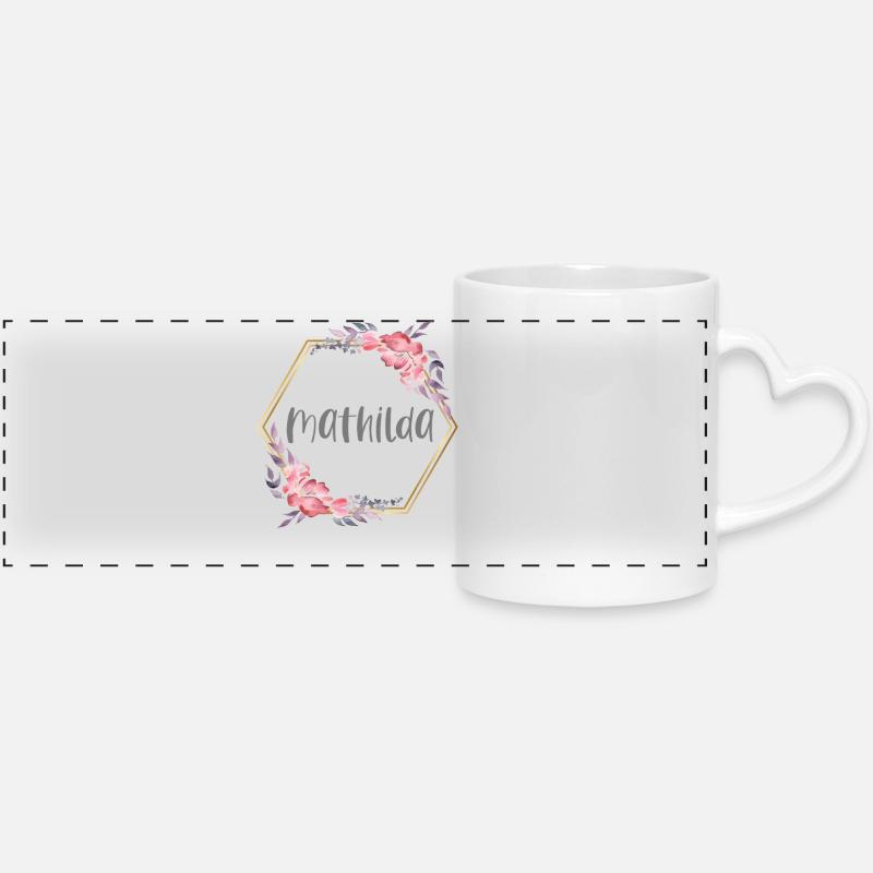 Mathilda Girl Name Personalized Gift - Panoramic mug with heart handle - white