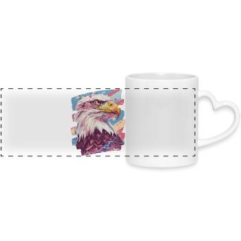 Drapeau américain avec aigle - Mug panoramique avec anse en forme de cœur - blanc - Devant