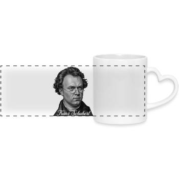 Composer Franz Schubert Portrait - Panoramic mug with heart handle - white - Front