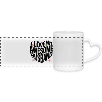 Awesome Husband Love Shirt - Retro süße Cartoon St - Panoramatasse mit Herzhenkel - Weiß - Vorne