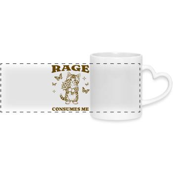 Rage Consumes Me Katze mit Blumenstrauß-Design - Panoramatasse mit Herzhenkel - Weiß - Vorne