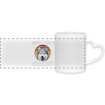 Husky sibérien Faux Design Vintage - Mug panoramique avec anse en forme de cœur - blanc - Devant