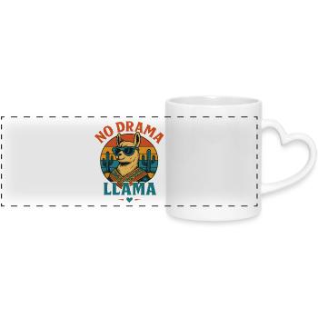 Cool Llama with sunglasses and desert scene - Panoramic mug with heart handle - white - Front