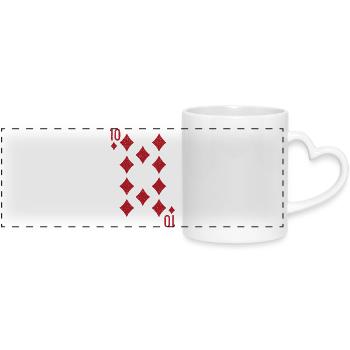 Ten Diamonds Rummy Double Head - Panoramic mug with heart handle - white - Front