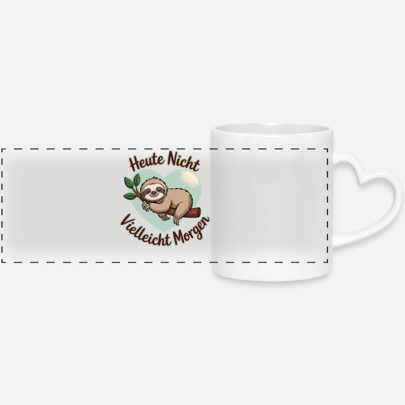 Not today maybe tomorrow sloth heart - Panoramic mug with heart handle - white
