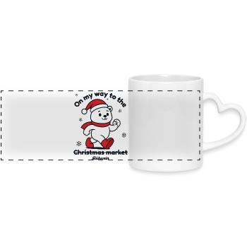 Christmas Market - Mulled Wine with Polar Bear - Panoramic mug with heart handle - white - Front