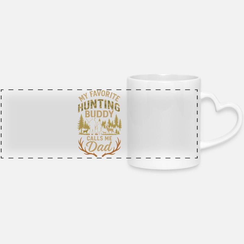 My favorite hunting buddy calls me Daddy - Panoramic mug with heart handle - white