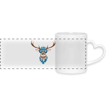 Alpen Hirsch Servus Hirschgeantler Tracht Oktober - Mug panoramique avec anse en forme de cœur - blanc - Devant