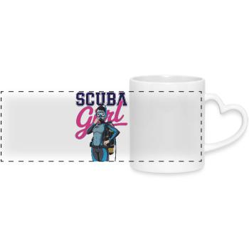 Scuba Girl Taucherin Design - Panoramatasse mit Herzhenkel - Weiß - Vorne