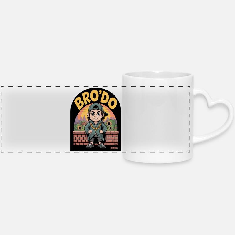 BRO'DO mit dem einen Ring Cartoon-Kind im Ghetto - Panoramatasse mit Herzhenkel - Weiß