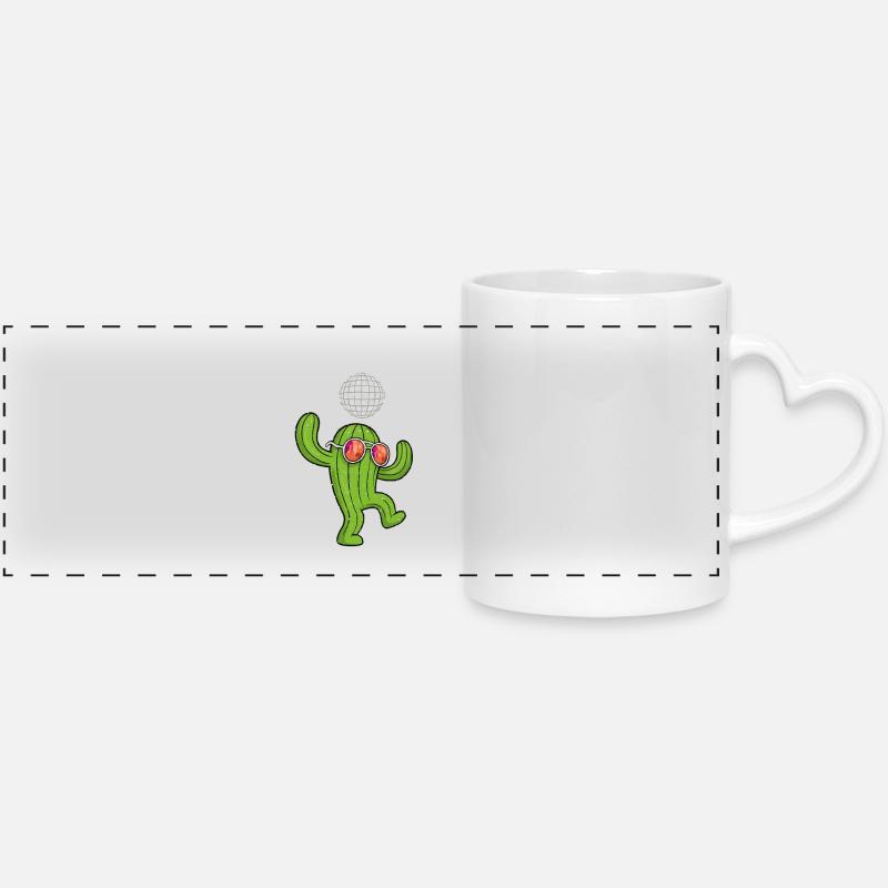 Cactus dances to the disco ball - Panoramic mug with heart handle - white