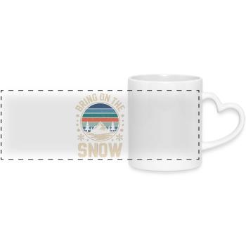 Apportez la neige rétro montagne flocons de neige d’hiver - Mug panoramique avec anse en forme de cœur - blanc - Devant