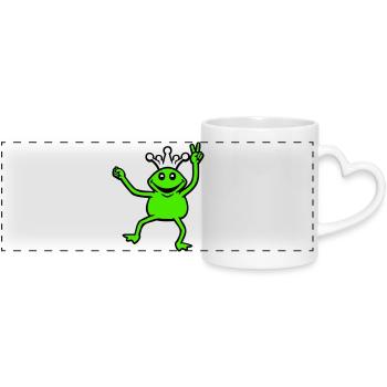 Couronne de grenouille Roi Conte de fées Prince Princesse Paix - Mug panoramique avec anse en forme de cœur - blanc - Devant