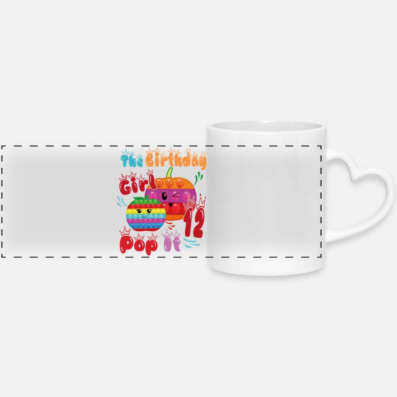 The Birthday Girl Pop-It12 - Panoramic mug with heart handle - white