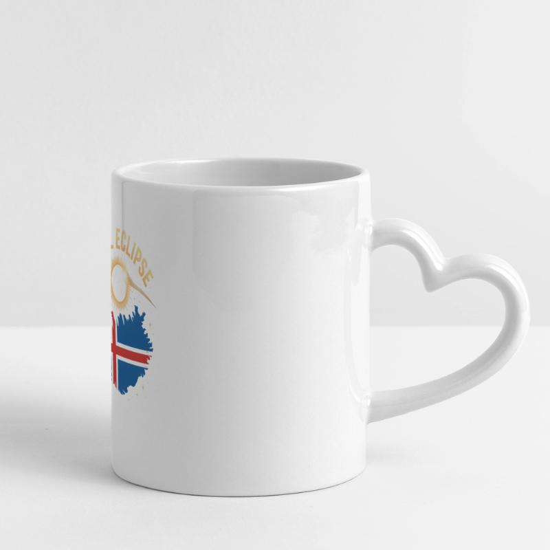 Total Solar Eclipse Iceland 2026 Panoramic mug with heart handle