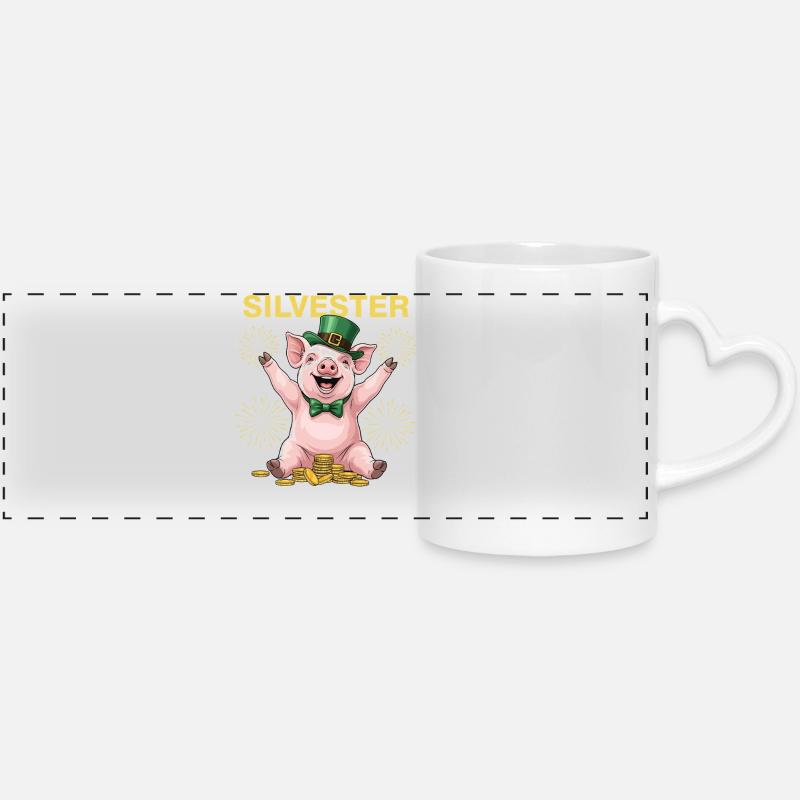 New Year's Eve Outfit - Panoramic mug with heart handle - white