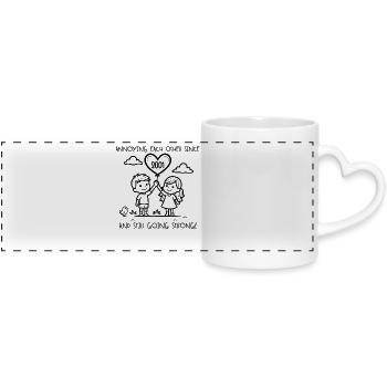 Anniversary of mutual harassment since 2001 - Panoramic mug with heart handle - white - Front
