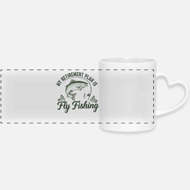 Retirement Plan Fly Fishing - Panoramic mug with heart handle - white